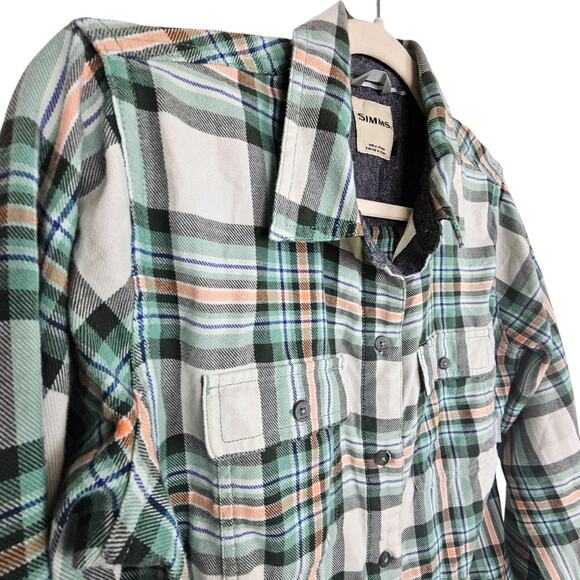 Simms Womens Flannel Shirt Plaid Size M Gorpcore Outdoor Weekend Vibes Fishing - Picture 5 of 8